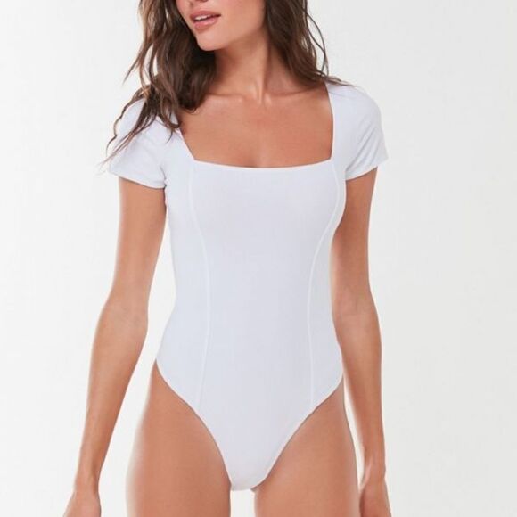Urban Outfitters White Square Neck Bodysuit - Picture 1 of 4